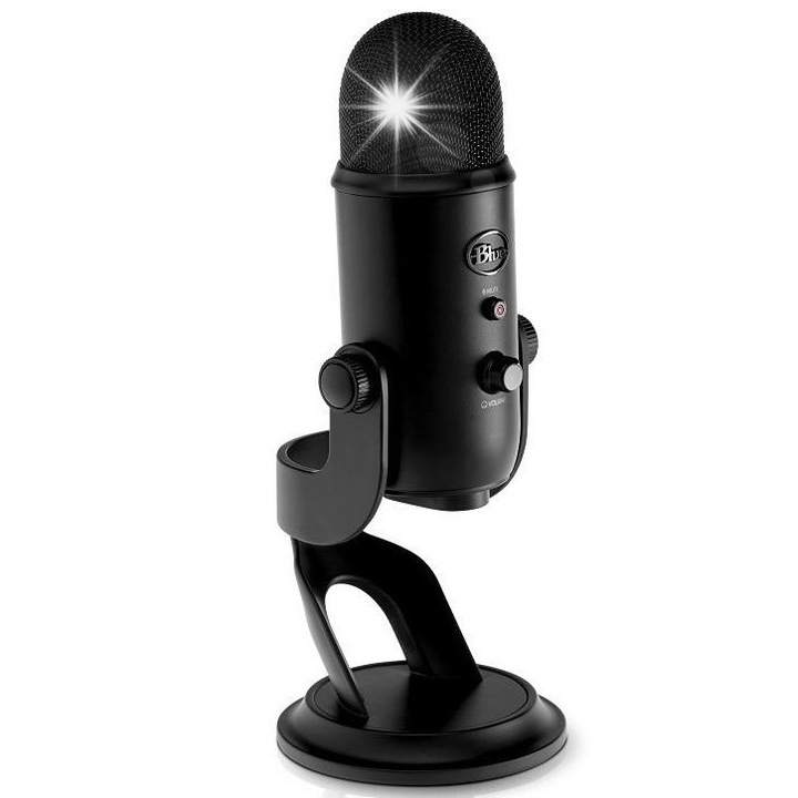 Микрофон PC Blue Yeti Blackout USB, 20Hz-20000Hz, чувствителност 120dB/mW, черен, 560g