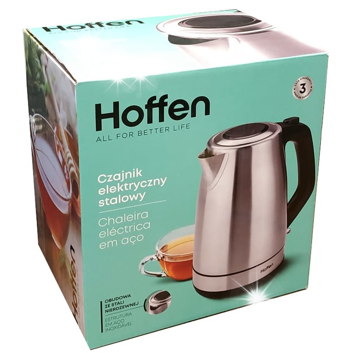 Fierbator electric Hoffen, 1,7L, 2200W, inox, design modern