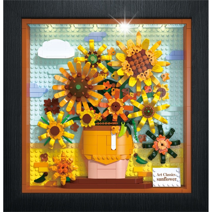 Set de constructie Hogokids Klocki Flori Soare cu iluminare