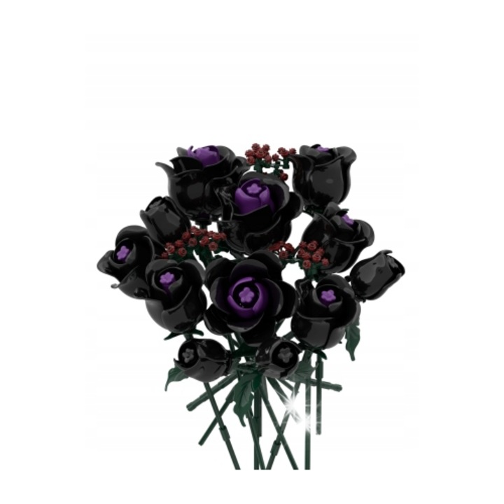 Set de constructie Hogokids, flori, 330 piese, negru