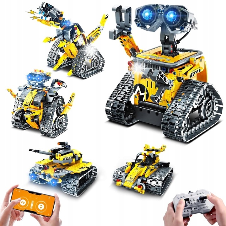 Játékrobot, Hogokids, 5 az 1-ben, 525 darab, alkalmazással vezérelhető, többszínű