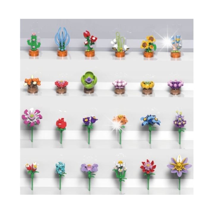 Set de constructie Hogokids, flori, 832 piese, flori 3D