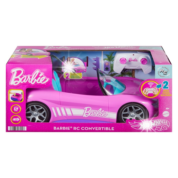 Masinuta, Hot Wheels, Barbie, roz, 32 cm