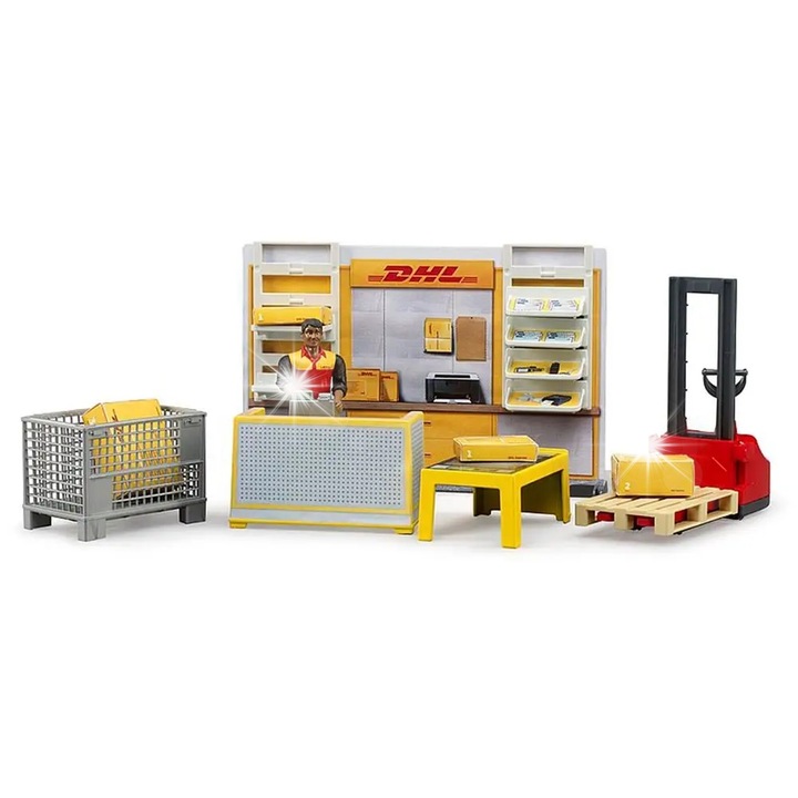 Логистичен център DHL Bruder, комплект, 1:16, многоцветен