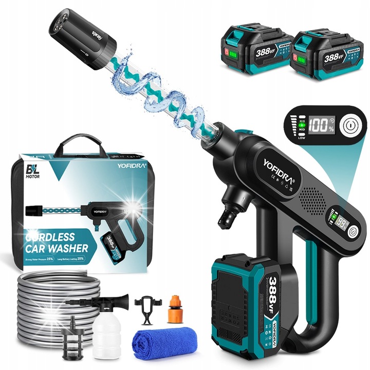 Elektromos magasnyomású mosó, 1000W, 5 az 1-ben, 200 bar, 5m, komplett készlet