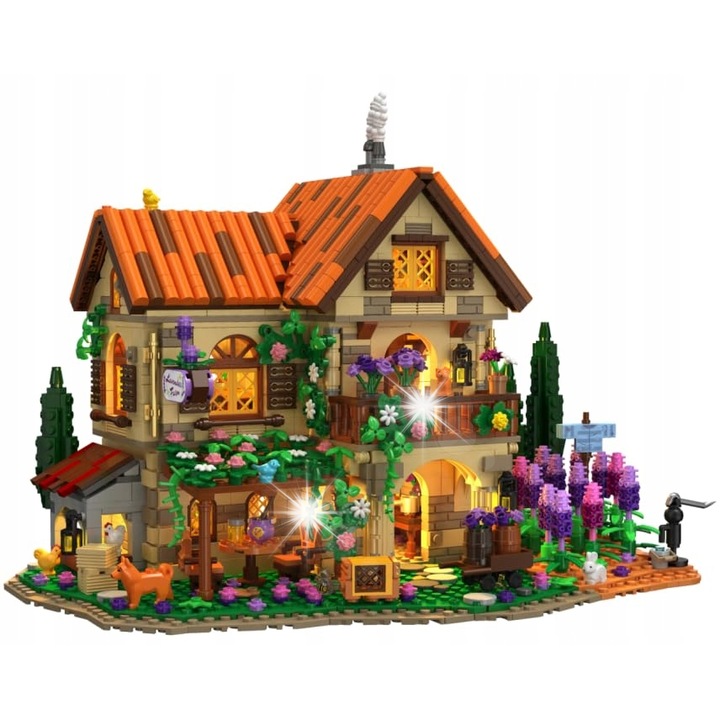 Set de constructie, Insoon, KLOCKI DOMEK DREWNIANA CHATKA DOM DWOR, 1960 piese, multicolor