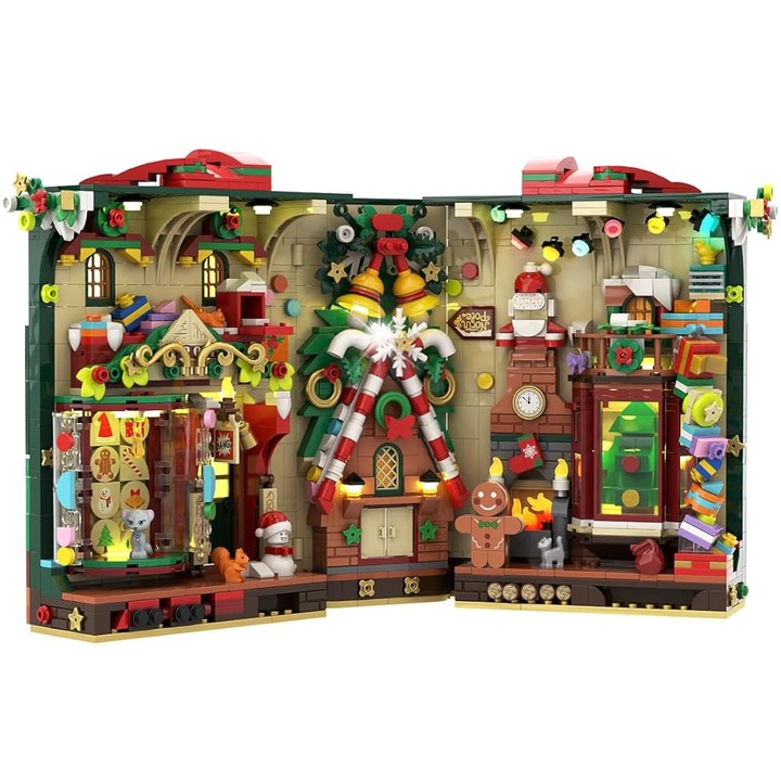 Insoon KLOCKI BOOK NOOK 3D puzzle, készlet, mézeskalács házikó téma, LED-del, 30x20x15cm