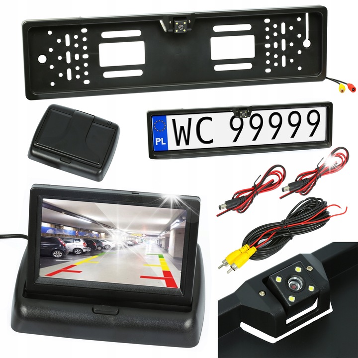 Camera de marsarier, Interlook, cu LED-uri, unghi de vedere 170°, neagra, 54x14x3 cm, set complet