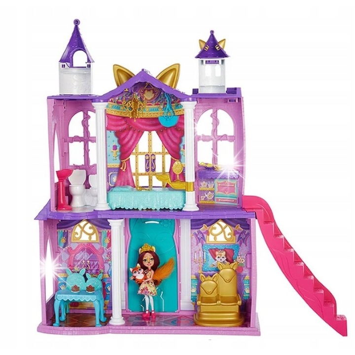 Enchantimals Royal Palace játékkészlet Felicity Fox babával, 5 játszóhely, 66 cm, teljes készlet