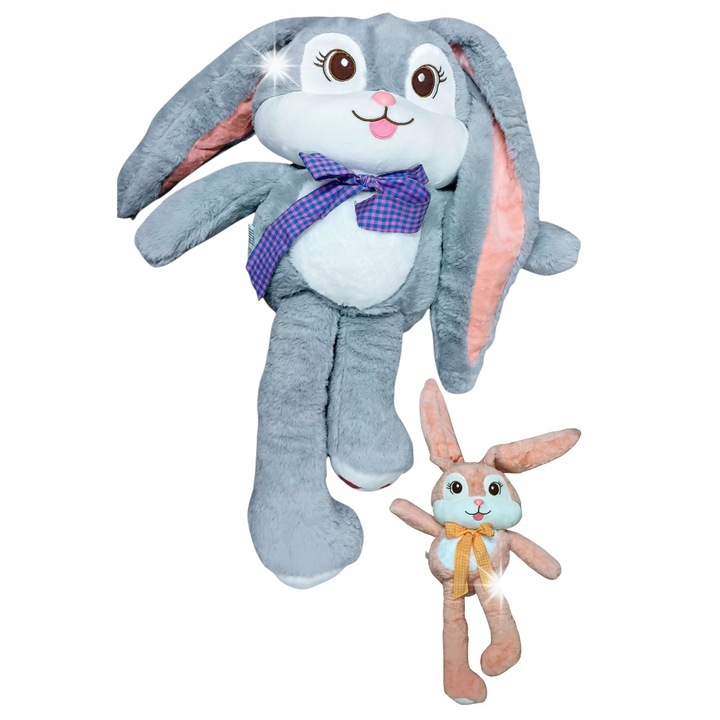 Jucarie de plus, Emaj, iepure cu functie magica, roz sau gri, 100cm