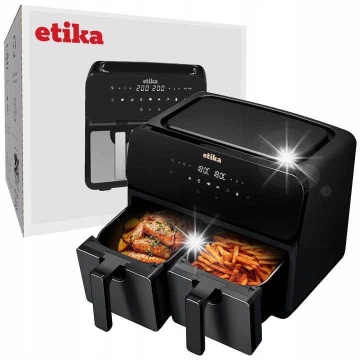 Olajmentes fritőz, Etika, 9L, 1700W, fekete-ezüst