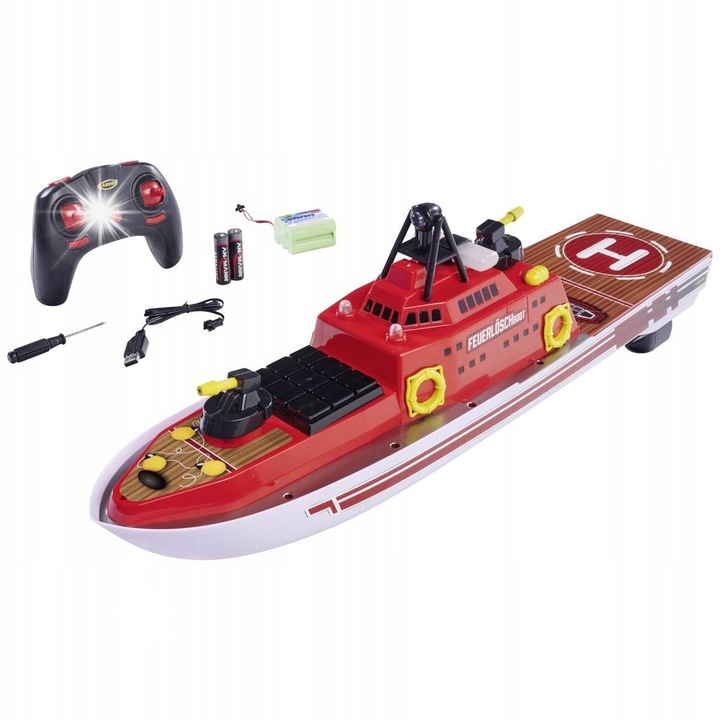 Лодка с дистанционно управление, Carson, модел на пожарна, 560x147x215мм, многоцветна, пълен комплект