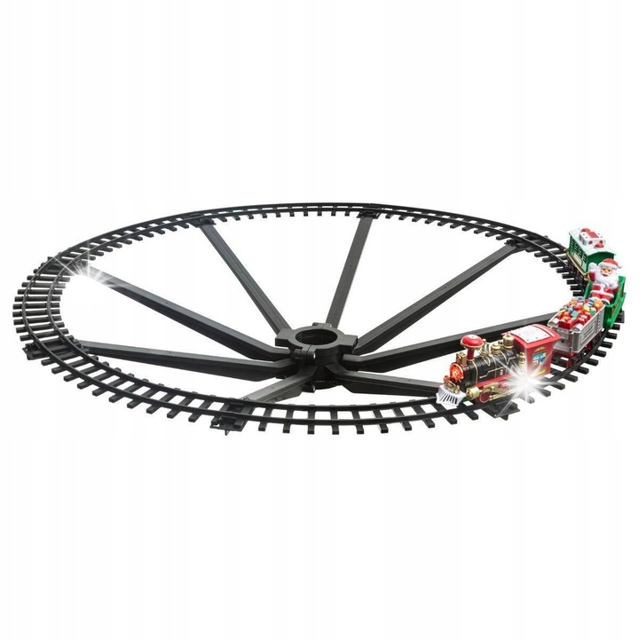 Set decorativ Craciun, tren jucarie, 23 elemente, LED, multicolor, 87x16cm