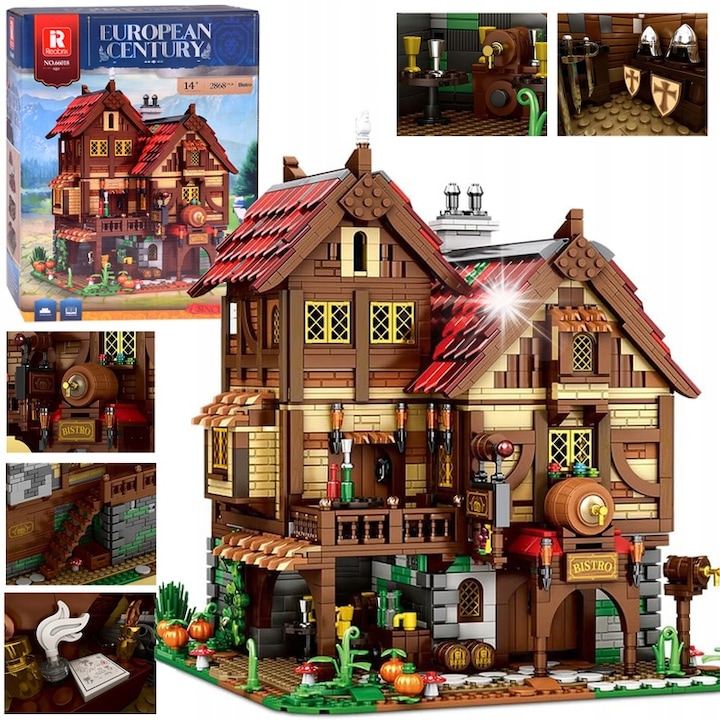 Set de constructie Jokomisiada Klocki WIELKA CHATA - Sredniowieczna gospoda pentru rycerzy