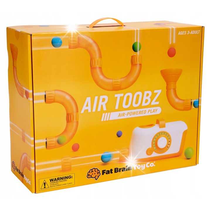 Вентилатор Air Toobz, Fat Brain Toys, комплект с 20 EVA топки, 6 тръби 30 см, многоцветен, за деца 3+