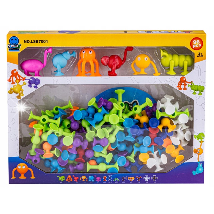 Комплект за конструиране, ChRLD, 96 части, силикон, различни цветове, размери 34x26x5см