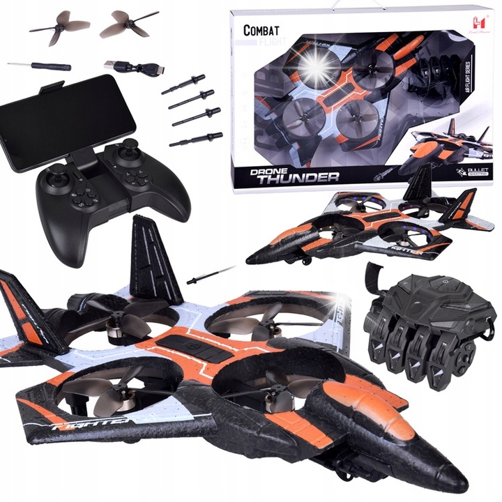 Drona Jokomisiada Combat, zbor, distractie, cu control de la distanta, set cu manusa, pilot RC0750