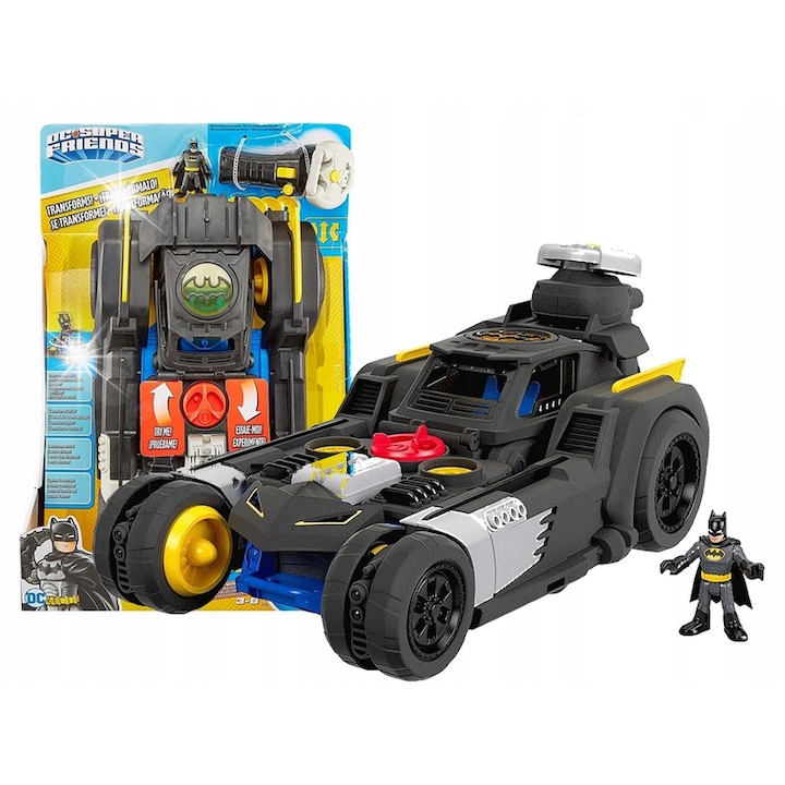 Фигурина Imaginext Батмобил трансформируем, Fisher-Price, дистанционно управление, звукови ефекти, 22.2x16x8.1см