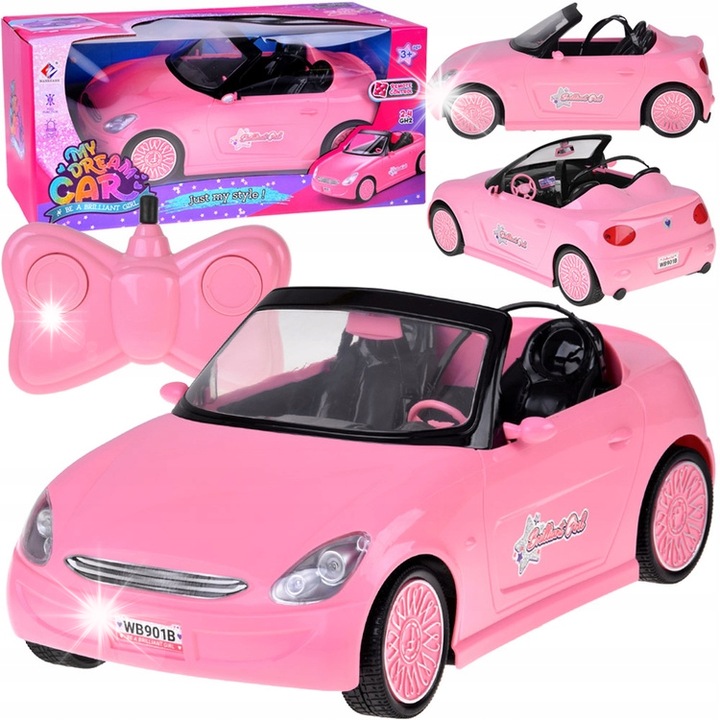 Jokomisiada autó, rózsaszín kabrió, fényekkel, nagy méret