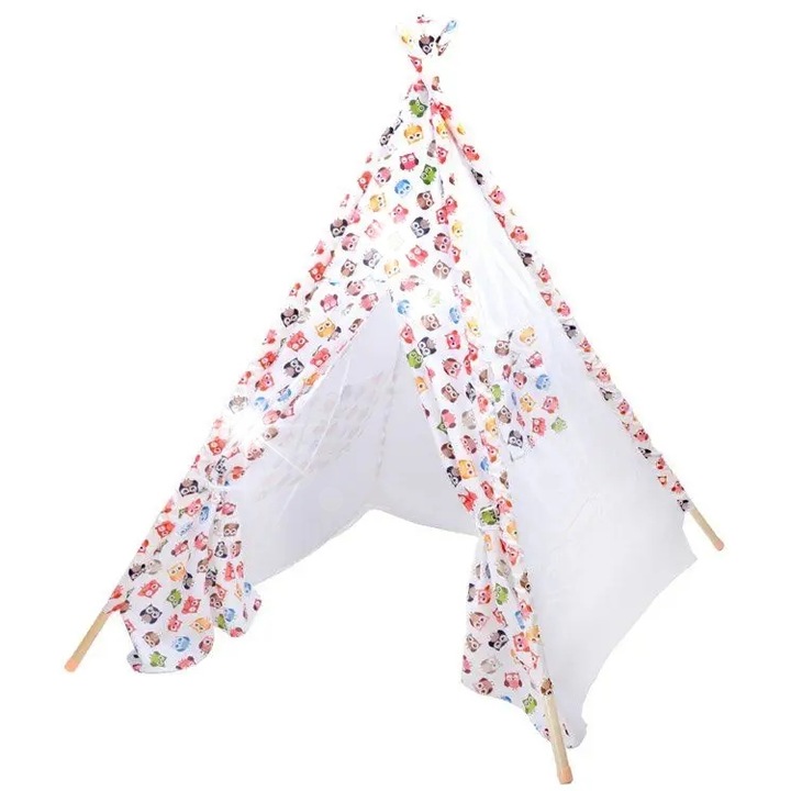 Cort Tipi Jokomisiada, bagoly mintás, 145x110cm, gyerekeknek, szett
