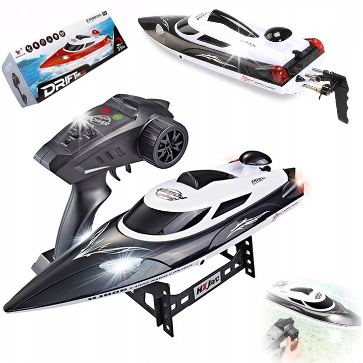 Лодка с дистанционно управление GAT, мотор 35 км/ч, размери 47x11,8x13,5 см, обхват 200 м, пълен комплект