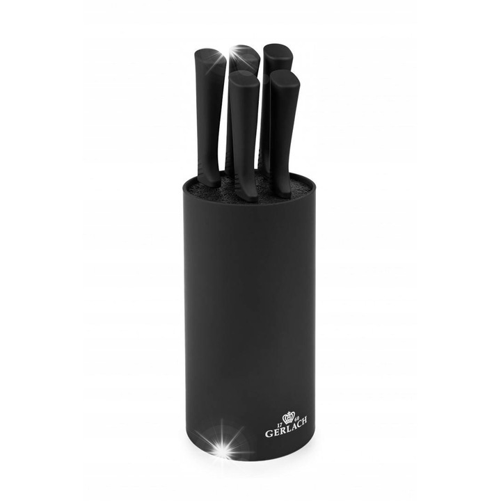 Set 5 cutite Gerlach Smart Black, otel inoxidabil, design minimalist, diverse dimensiuni