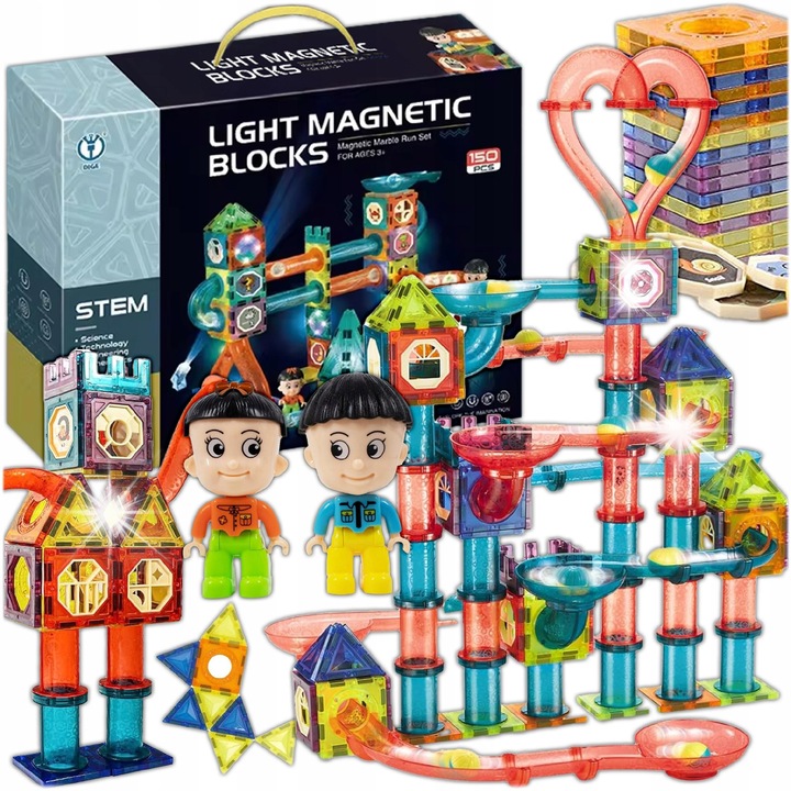 Set de constructie Krumad, 150 elemente, culori luminoase, fara margini ascutite