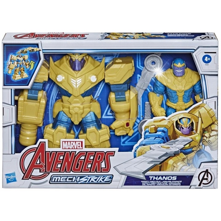Figurina Avengers Mech Strike Thanos, 15cm, cu armura detasabila, 8x25x35cm