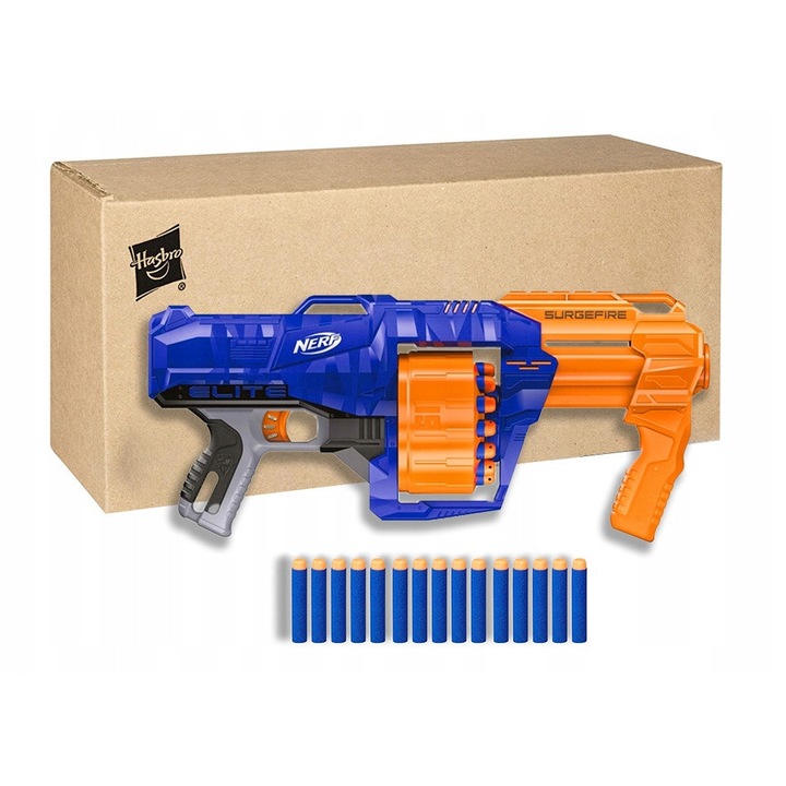 Pistol Nerf Elite SurgeFire, Hasbro 15 sageti, raza maxima 27m