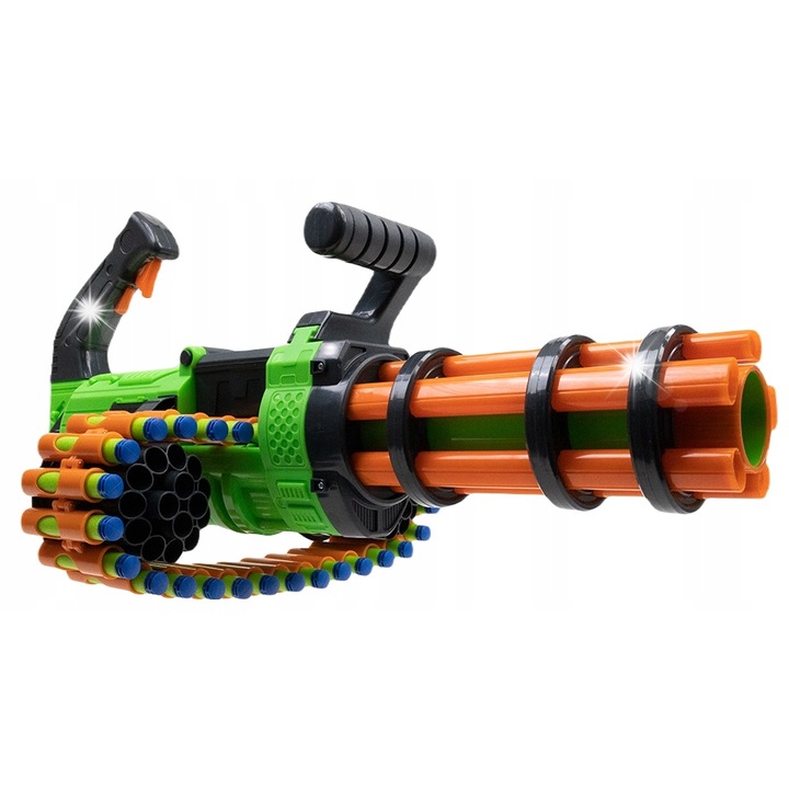 Pistol de jucarie Dart Zone Minigun V-Twin, 30 sageti, automat, 25m