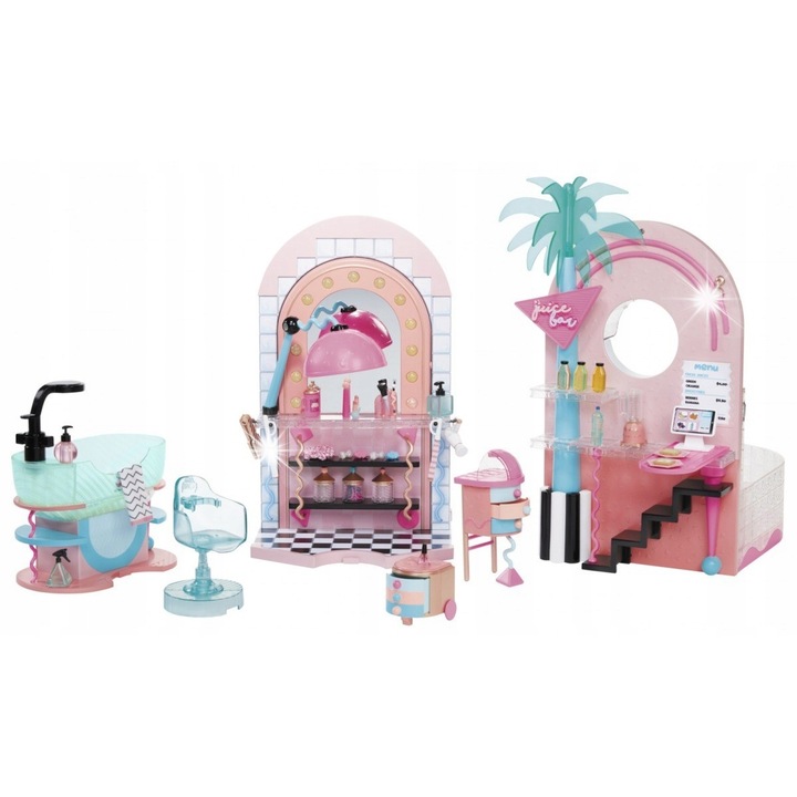 Комплект L.O.L. Surprise Shine On Salon & Spa, салон за красота с вода, 65 аксесоара, многоцветен