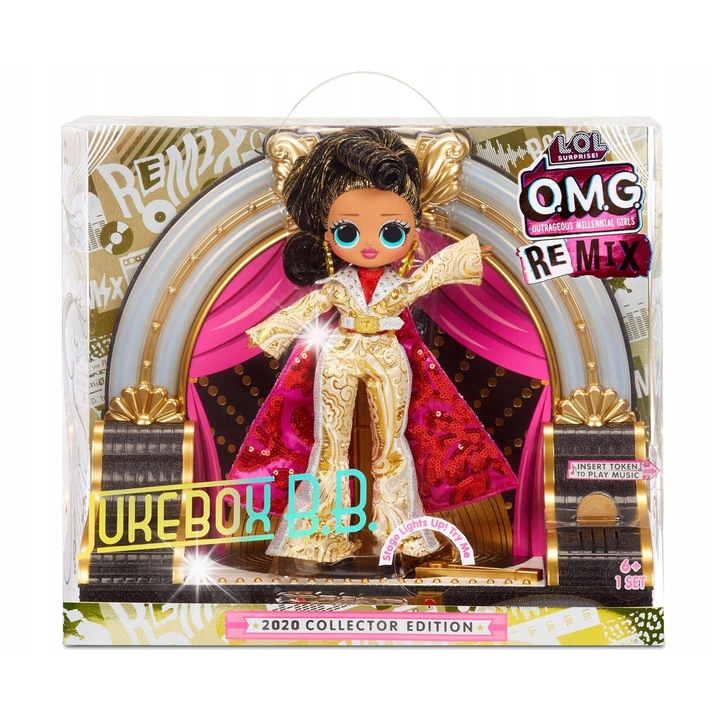 Кукла L.O.L. Surprise O.M.G. Collector Jukebox B.B., колекционерско издание 2020, златна, комплект