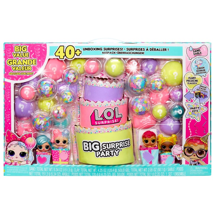 Комплект L.O.L. Surprise Big Surprise Party с 4 кукли и 40 аксесоара, многоцветен, за момичета, от 4 години