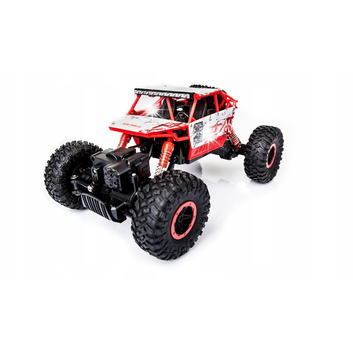 Masinuta RC Rock Crawler 1:18, 4WD, rosu, 28x15x16cm, set complet