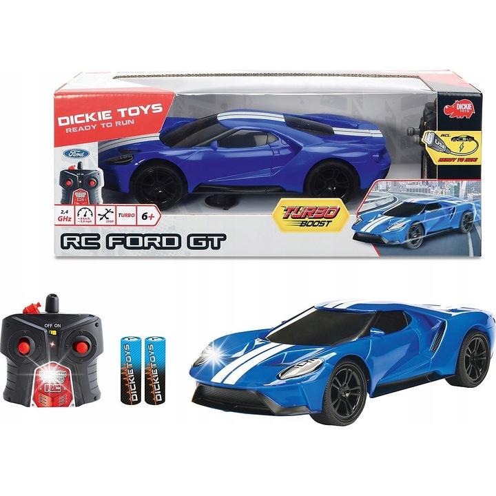 RC autó Dickie 2017 Ford GT 1:16, 29cm, 2-csatornás, turbó funkció, USB tápellátás