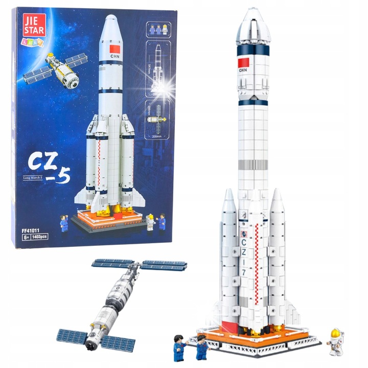 Set de constructie LEAN Toys Raketa Spatiala Satelit CZ-5, 1403 piese