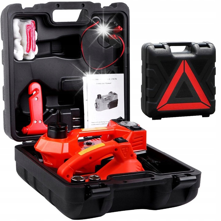 Set elevatoare auto electric 5T, HECKERMANN, cu compresor, lampa LED, 12V, 31x15x14,5cm