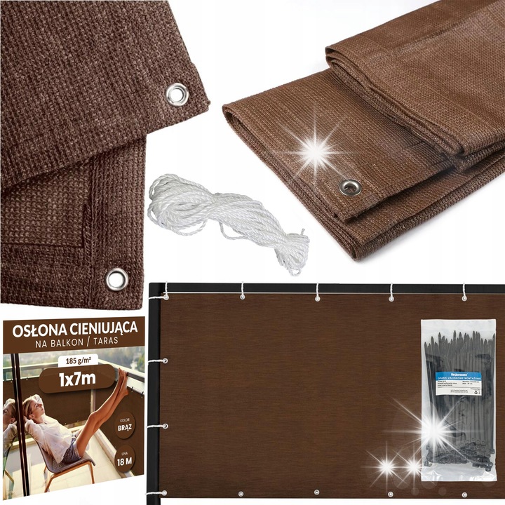 Prelata de umbrire pentru balcon, Heckermann, 100x700cm, maro