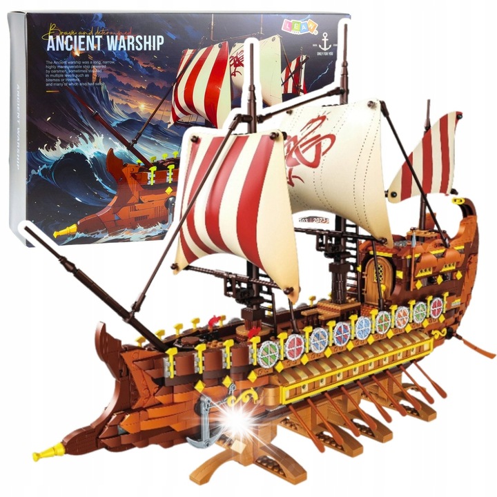 Set de constructie, LeanToys, Vas roman antic, 2073 piese, 44,8x13,1x30,7cm, ABS