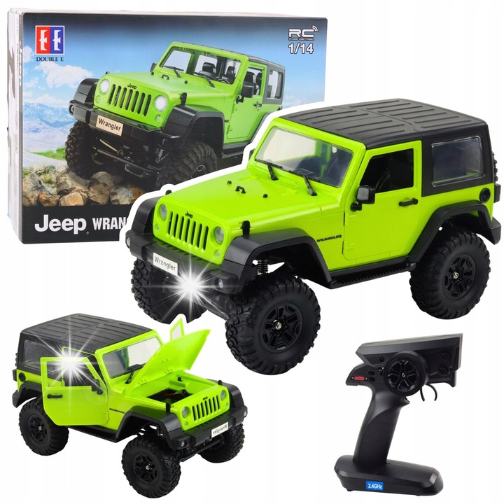 Masinuta RC Jeep Wrangler Rock Crawler, LEAN Toys, verde, 1:14