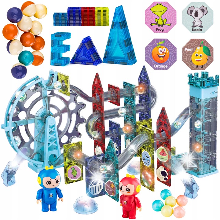 Set de constructie magnetice, DK, 129 elemente, culori variate, dimensiuni 33x31x7,5cm