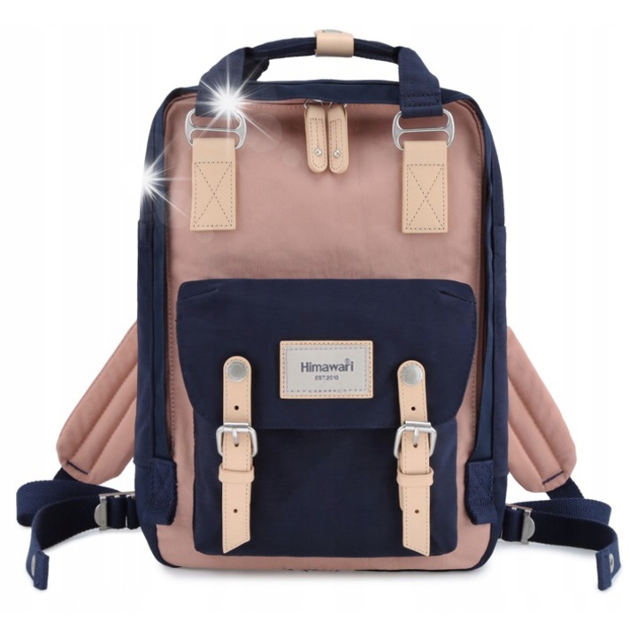 Rucsac Himawari, pentru Laptop 14", Granat/Roz, 38x28x15cm, 17L, 10 Buzunare