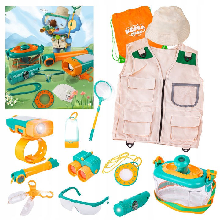 Set Educativ de Explorator, pentru Copii, DK, cu Lupa, Plasa pentru Insecte, Peryscop, 38x48cm