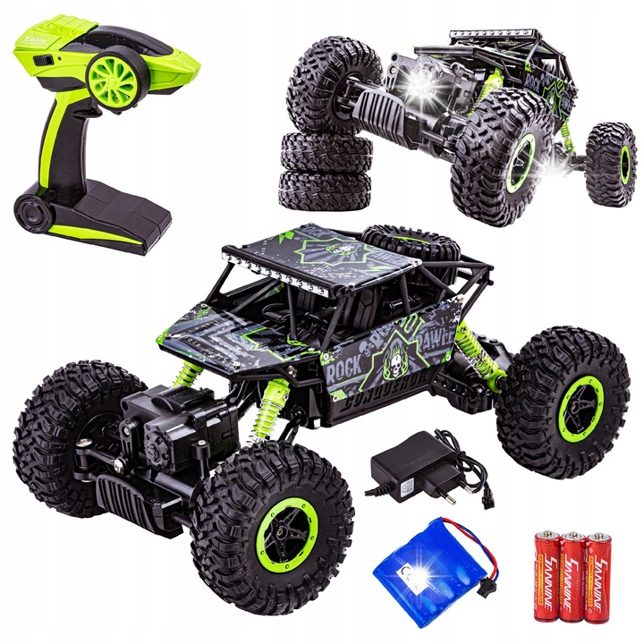 Masinuta RC Rock Crawler 1:18, DK, 4WD, 2.4GHz, 26.5x17x12.5cm, set complet