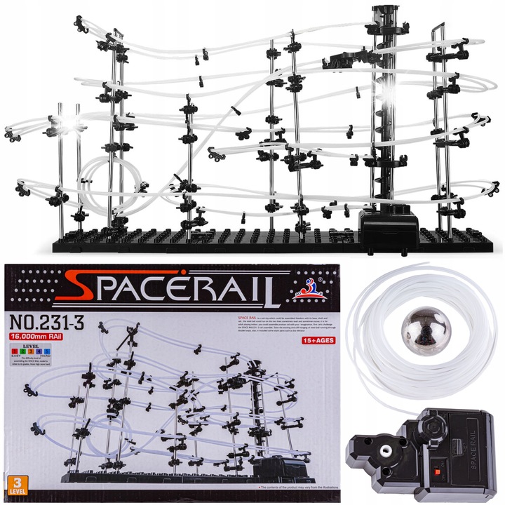 Pista pentru bile, SpaceRail, 16m, 3 bile din metal, 71x20x36cm