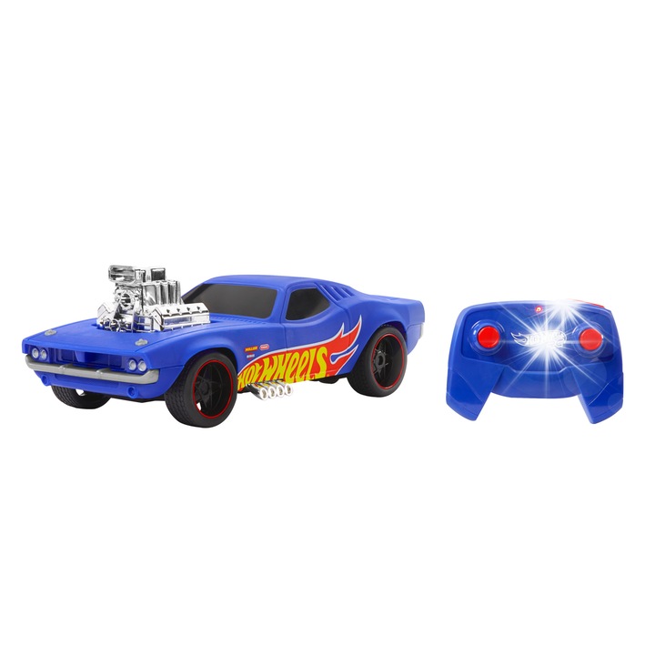 Masinuta R/C Hot Wheels HTP54, albastra, 1:16, 2 baterii AA