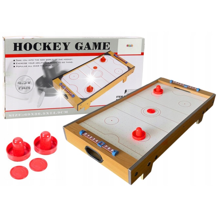 Mese foosball LEAN Toys, Air Hockey, 69x38x62cm, pentru copii peste 6 ani, set complet