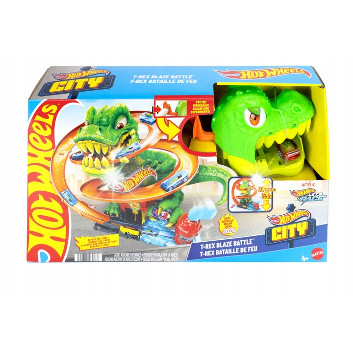 Set Masinute Hot Wheels, Remiza T-rex, 1:64, multicolor