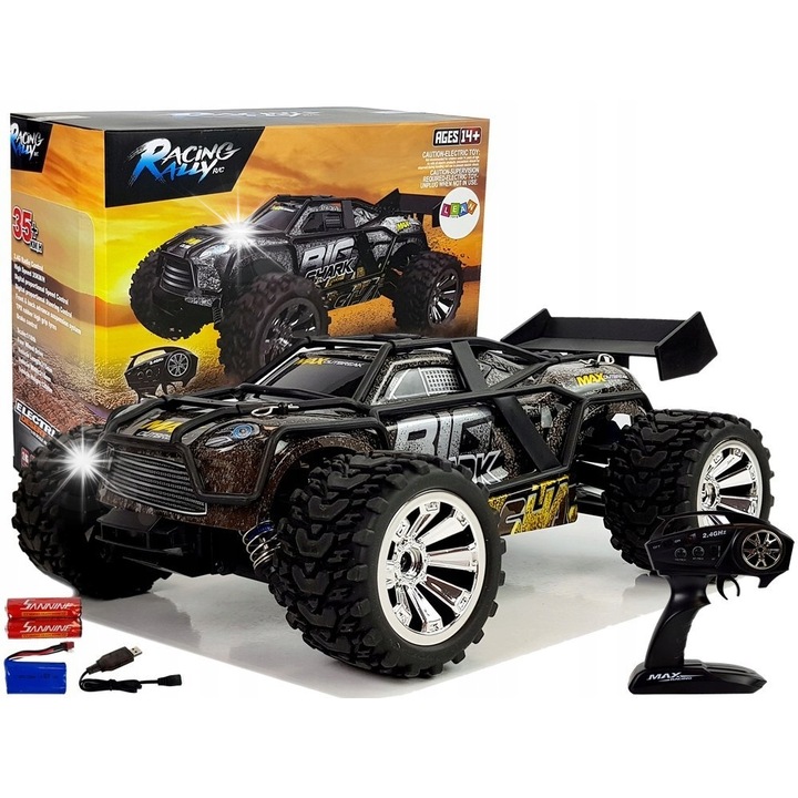 Masina Off-Road Zdalnie Sterovata LEAN Toys, 1:18, 35 km/h, Culoare Maro-Galben, Set complet