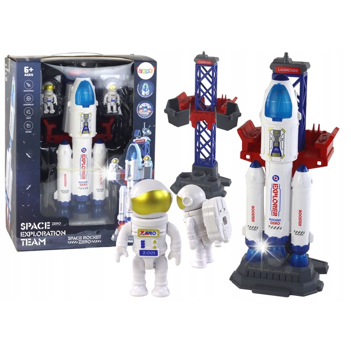Комплект интерактивна играчка, LEAN TOYS, 2 фигурки на астронавти, светлинни ефекти, 33x14x7см
